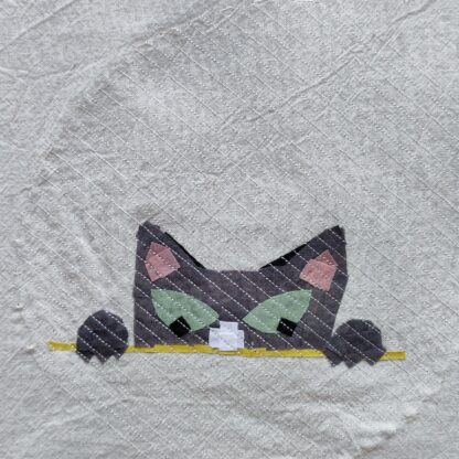 Grey Cat Face Kitchen Towel - Image 2